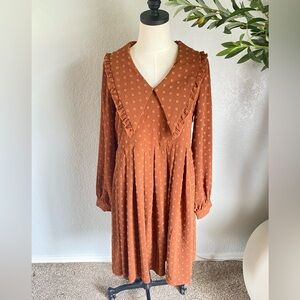 Elegant Brown Ruffle Dress